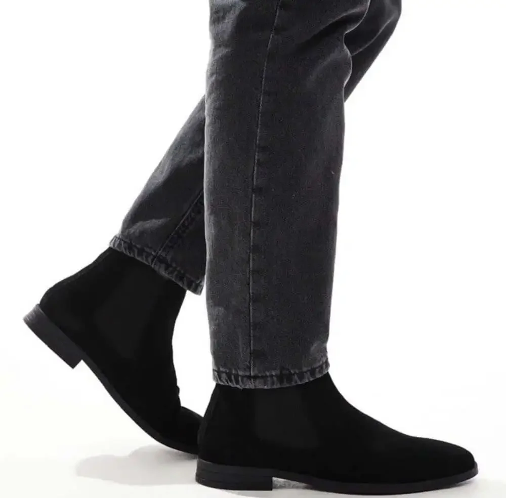 ASOS Men’s Black Suede Minimalist Rock Grunge Smart Casual Preppy Chelsea Boot-8